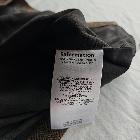 REFORMATION Buxton Skirt in Brown Herringbone, size 6 - Picture 7 of 8